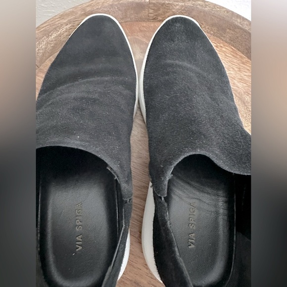 VIA SPIGA Womens Black Marlow Wedge Slip On Leather Sneakers US 5 | EUR 35 - Picture 5 of 6